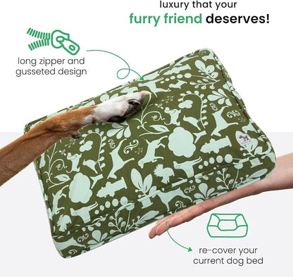 Molly Mutt Small Dog Bed Cover, Amarillo by Morning, Olive Green & Light Blue