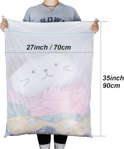Large Mesh Laundry Bags, 2 Pack 35 in x 27 in Washable Fine Net Washing Machine