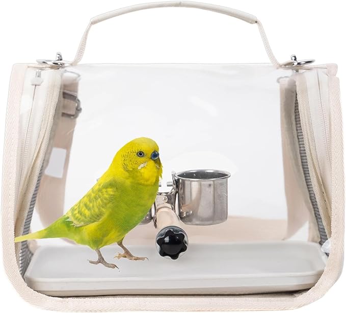 Breathable Bird Backpack, Transparent Travel Carrier, with Perch Stand, 35cm Ventilated Pet Bag with Clear Window Design, Bird Transport with Portable Style, Pet Carrier for Outdoor Travel Camping
