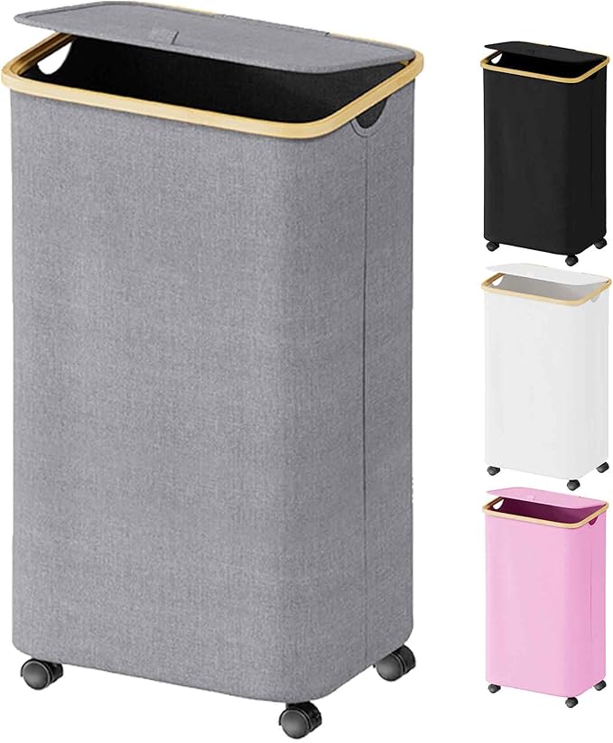 SUOCO Laundry Hamper on Wheels 100L, Clothes Basket