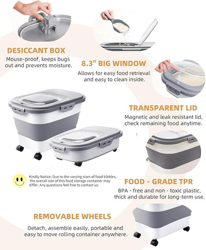 20-30 Lbs Rice Storage Container, Collapsible Food Storage Containers