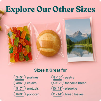8" X 10" Self Sealing Cellophane Bags (1000 Pack) - Clear Cookie and Pretzel Rod Bags With Seal for Baked Goods Packaging, Cookie Wrappers, Bakery Packaging, Bake Sale, Candy, Treats, Goodies, Gifts