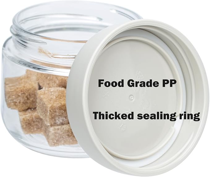 Glass Jar with Scew Lid, Overnight Oats Jars, Condiment Salad Dressing Sauce Meal Prep Containers, 10oz Wide Mouth Food Jars for Baby Food Snacks Sugar Spice, Glass Food Storage Containers Airtight