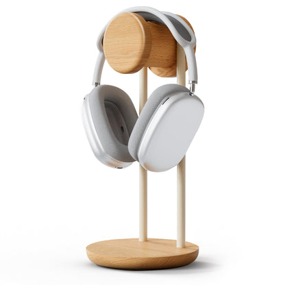 Fenge 11.3" Tall Headphone Stand for Desk, Nature Wood & Metal Headphone Holder with Storage Base, Desktop Headset Stand for Gaming Universal Headphones, Oak