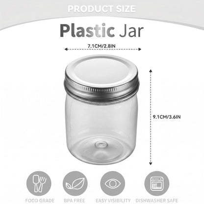 novelinks 8 oz Clear Plastic Jars with Airtight Lids, 16 Pack Plastic Mason Jars with Lids 8oz, Refillable Storage Slime Containers & Small Spice Jar for Kitchen Organization (16 Pack,Silver)