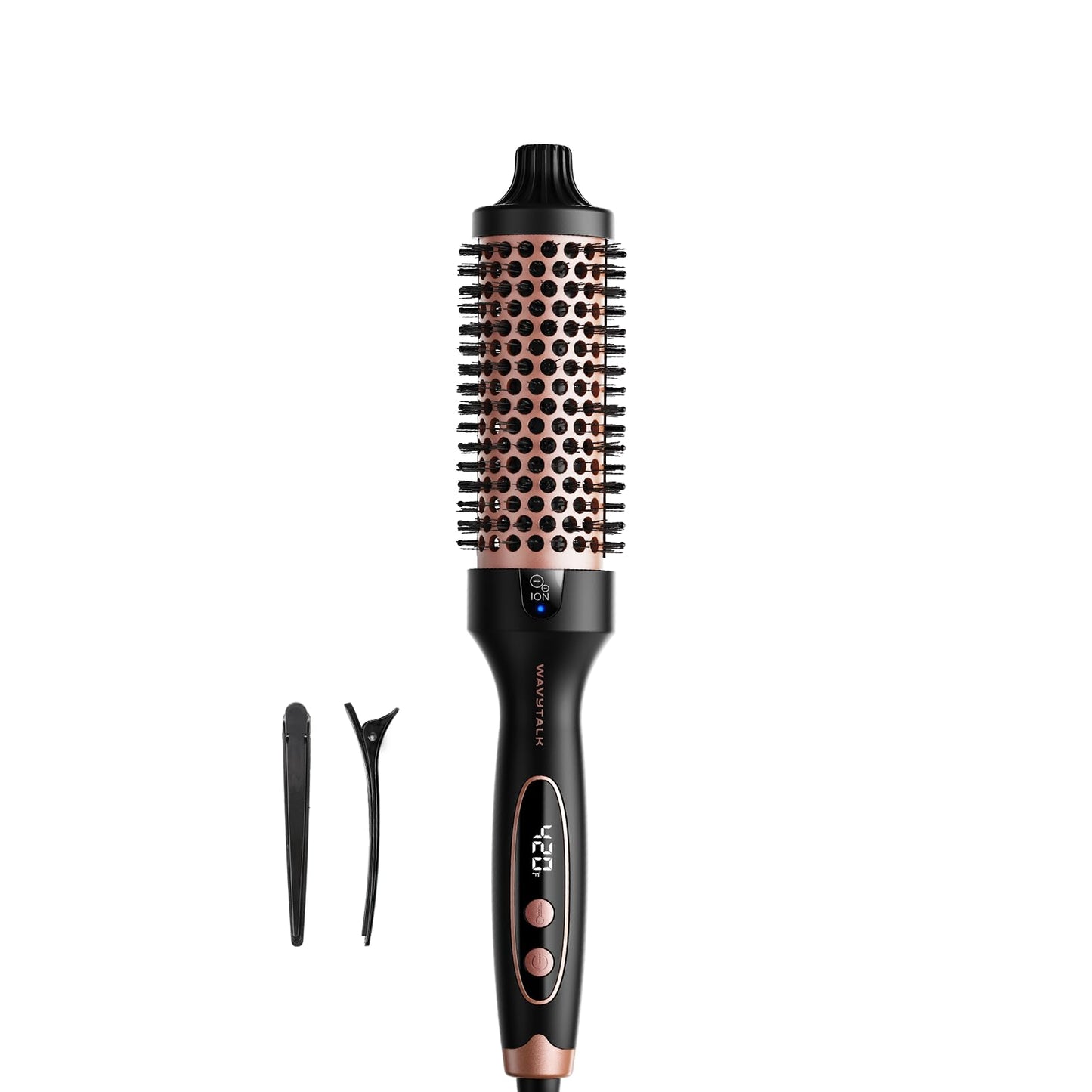 Wavytalk Thermal Brush, Blowout Boost 1.5 inch Heated Round Brush for Blowout Look, Dual Voltage, Pink, Sakura, Tourmaline Ceramic, Negative Ion Technology, 5 Temperature Settings, Less Damage