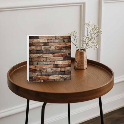 Wood Box Sign Desk Decor Farm Brown Wooden Plank Square Boxes Sign, Retro Country Wood Grain Wooden Block Box Sign Decoration for Home Wall Tabletop Shelf Office Decor,6x6IN