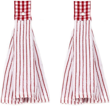 2 Pcs Kitchen Cotton Classical Striped Towel/Absorbent Towel/Hanging