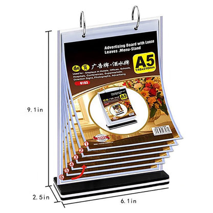 HENGSENLI A5 T-shaped multi-page flip acrylic sign holder, menu / photo / advertising / drink display stand