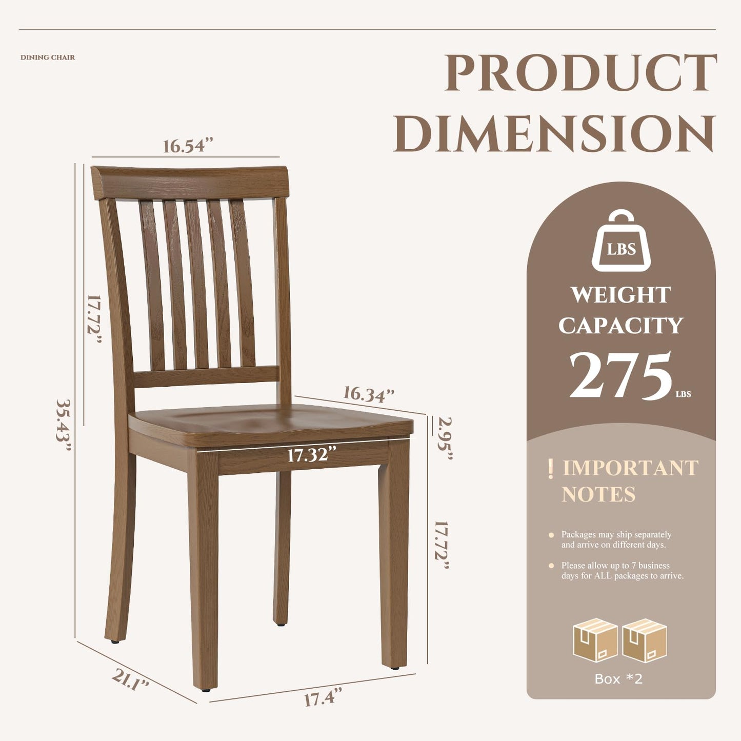 COLAMY Wooden Dining Chairs Set of 4, Solid Rubberwood Kitchen & Dining Room Chairs, Farmhouse Rustic Side Chairs for Dining Table, Anti-Slip Protection, Classic Windsor Style Seating, Oak Light Brown