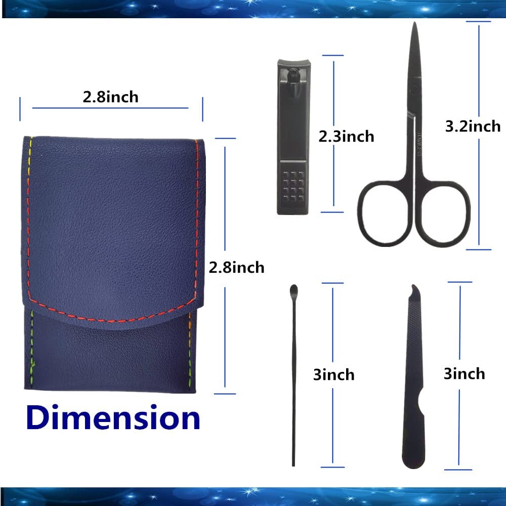 Manicure Set, Professional Women Nail Clippers Kit 4PCS， Stainless Steel Nail Cutter Care Tools Professional Grooming Kits, PU Leather Travel Case （rose gold）