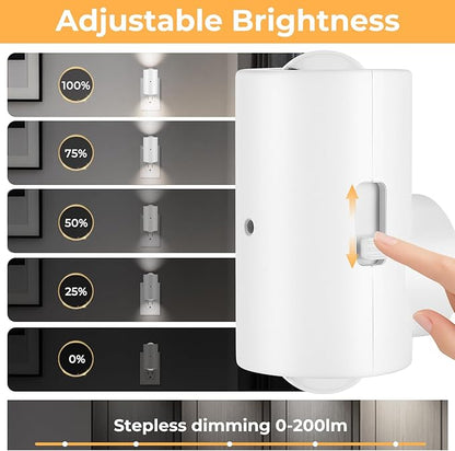 4 Pack Small LED Night Light, Dimmable Plug-in with Dusk to Dawn Auto On/Off, 5000K Daylight Adjustable Brightness (0-200LM), 180° Rotating, for Kitchen Bathroom Hallway Bedroom