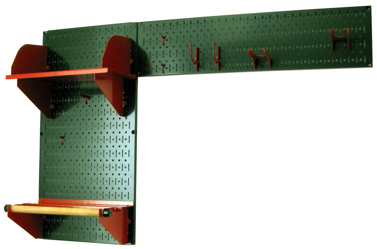 Wall Control Pegboard Garden Supplies Storage and Organization Garden Tool Organizer Kit with Green Pegboard and Red Accessories