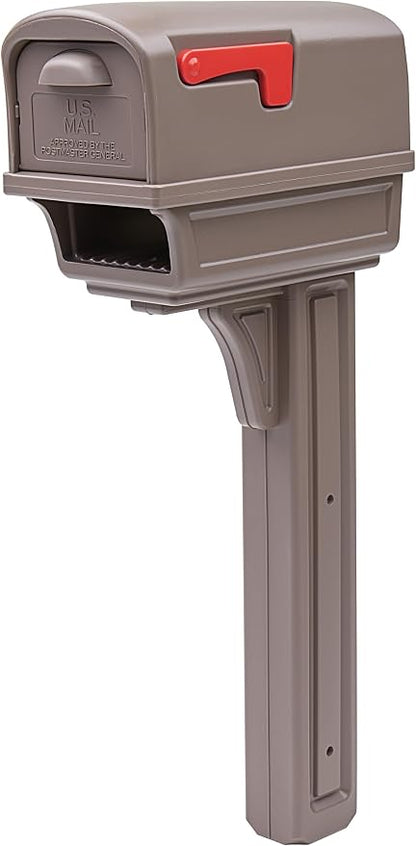 Architectural Mailboxes Gentry Mailbox with Post, Mocha, Large | Includes the matching post and all hardware. Durable plastic build with weather-resistant outdoor construction. USPS approved