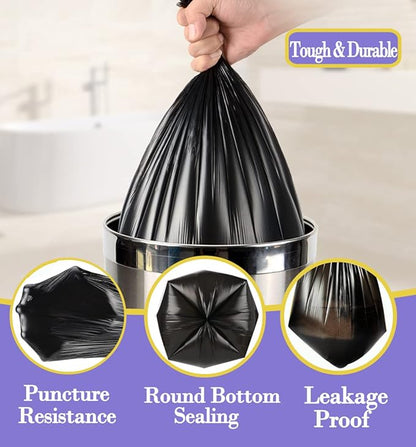 3 Gallon 120pcs Small black Trash Bags Plastic Strong black Garbage Bags