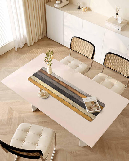 Brown Yellow Black Wood Grain Heat Insulation Trivet & Table Runner Farmhouse Wooden Board Strip Hot Dishes Mat Table Protector Hot Pots Pans Pads Waterproof Placemats for Countertops 40x12 Inch