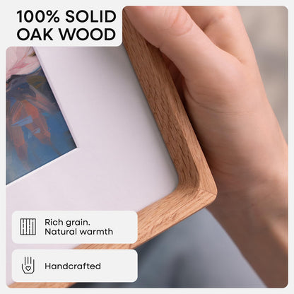 Homeforia Natural 16x20 Picture Frame Wood, Mortise & Tenon Light Oak 16 x 20 Frames with Mat 11 by 14 for Wall, 16by20 Wooden Poster Frame Matted to 11x14 inch Art, Tempered Glass, Wall Kit, Set of 1