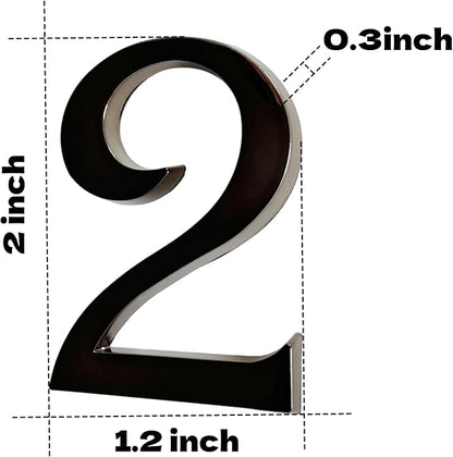 Mailbox Numbers 2 Inch, Black Door Address Number Stickers for Aprtment Office Home Room, Metal Shiny, Indoor or Outside all Suitable. (Dark, 2" - Set of 20)