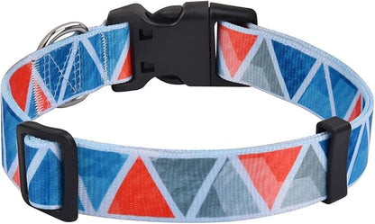 MarukoPet Dog Collar, Adjustable for Small Medium Large Dogs Puppy, Cute Design with Bohemia Floral Tribal Geometric Patterns Boys Girls Dog Collar(Impression Triangle-L)