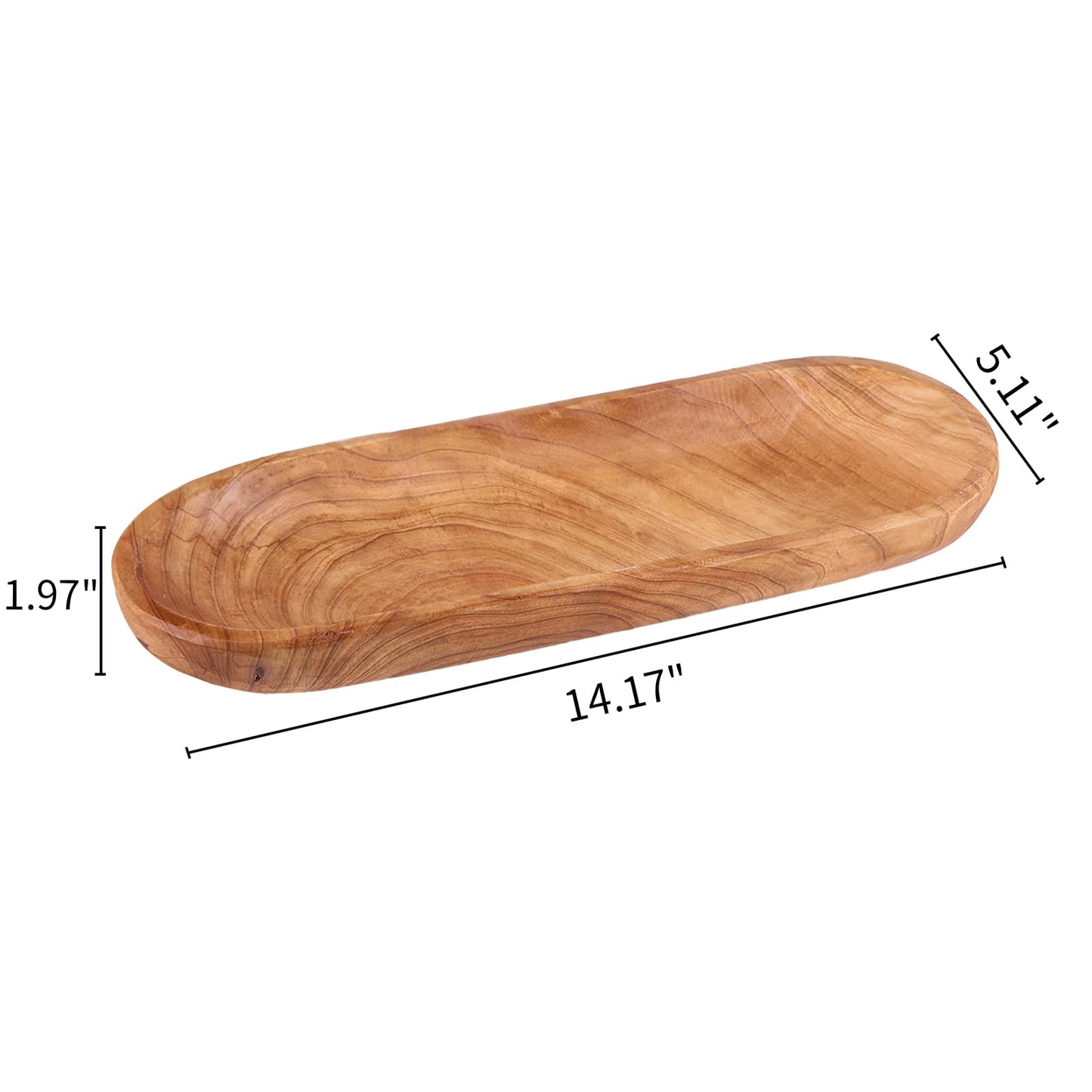 Wenrulgar 14.17" Middle Decorative Tray Wooden Fruit Bowl For Decor Oval Rustic Wooden Candle Holder Key Candy Tray For Decor Entry Table Kitchen Centerpiece
