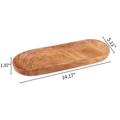 Wenrulgar 14.17" Middle Decorative Tray Wooden Fruit Bowl For Decor Oval Rustic Wooden Candle Holder Key Candy Tray For Decor Entry Table Kitchen Centerpiece