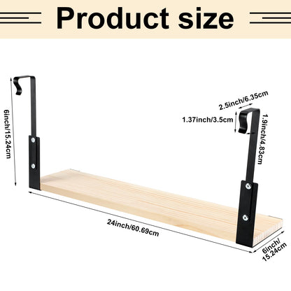 DoubleFill Office Cubicle Shelf 24" Wood Hanging Cubicle Storage Organizer File Hanging Shelf Accessories Storage Organizer Bookshelf with Hooks for Home Desk