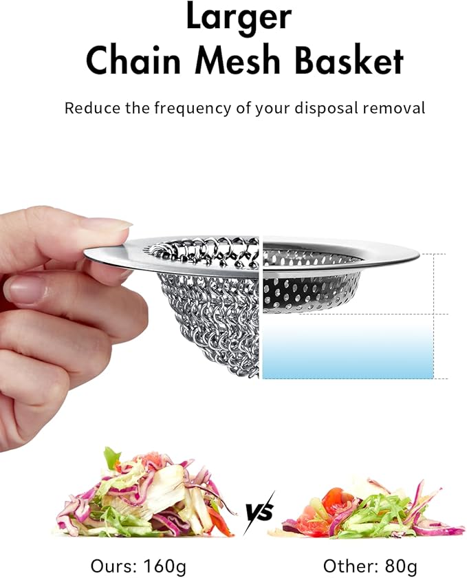 2 PCS Kitchen Sink Drain Strainer, Flippable Mesh Sink Strainer, 304 Stainless