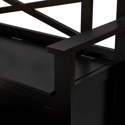 OSP Home Furnishings Metro X-Back Style Wood Entry Way Bench with Storage, Black finish