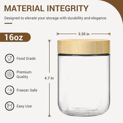 NETANY 6-pack 16oz Glass jars