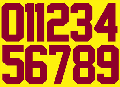 Numbers Kit(0-9),8" Tall for Sports T-Shirt Jersey Football Baseball,Iron On, Heat Transfer, Team,t-Shirt(Style A) (Maroon)
