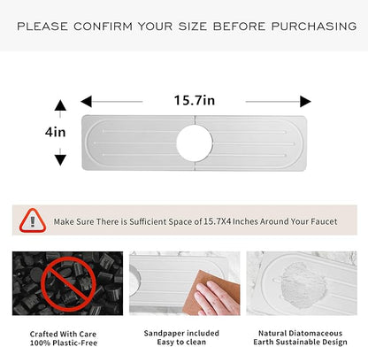 Stone Faucet Mat for Kitchen Sink, Diatomite Fast Drying Absorb Moisture Tray