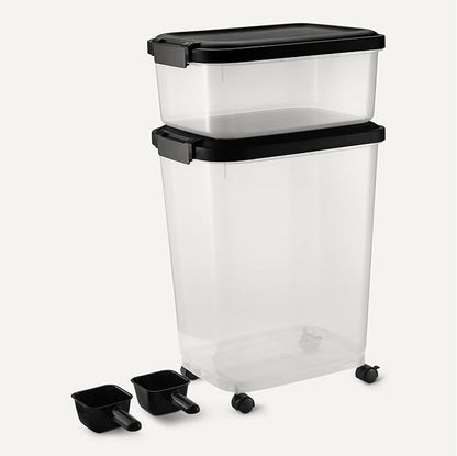Amazon Basics Pet Food Storage Container Set, 30lbs and 10lbs