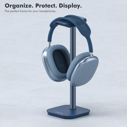 MANMUVIMO Headphone Stand, Desktop Headset Holder Heavy Base Desk Earphone Stand Aluminum Gaming Headset Hanger Rack for AirPods Max, AirPods, AirPods Pro, Sony, Beats, Bose, Razer and More(Blue)