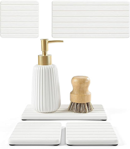Diatomaceous Earth Sink Organizer Tray Set, Faucet Splash Guard