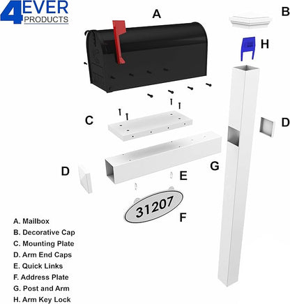 The Harrison Vinyl/PVC Mailbox Post - White (Includes Mailbox)