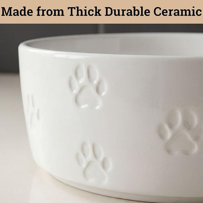 Ceramic Dog Bowl Set of 2 with Anti-Skid Base - 7.5" Wide x 3" Tall Ceramic Dog Bowls for Large Dogs - 6 Cup Capacity Food and Water Bowls for Dogs - Rubber Bottom Pet Bowl Set of 2 for Large Pets