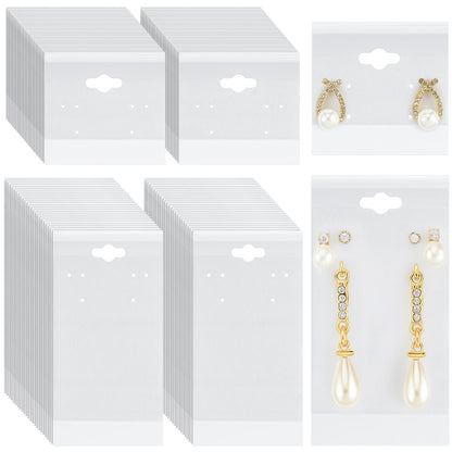 Tondiamo 200 Pcs White Velvet Plastic Earring Display Cards for Vendors 2'' x 2'' and 2'' x 4'' for Selling Earring Display Cards Holder Bulk for Ear Studs Jewelry Accessories
