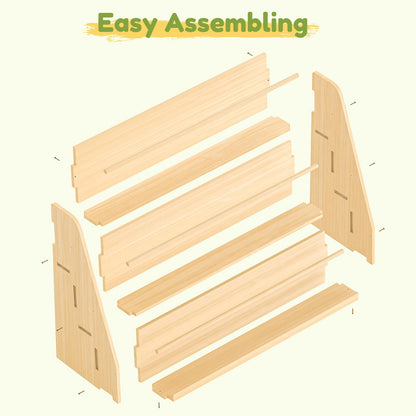 XiaZ Kids Bookshelf, Wooden Montessori Bookshelf for Toddlers with Front-Facing Display, Baby Book Display Shelves for Small Spaces, Childrens Book Organizer for Playroom, Nursery & Classroom, 3-Tier
