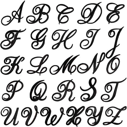 Laughing Lizards Monogram Letter Patch 26 Piece Kit, Script Iron On Appliques, Kit Includes All 26 Cursive Letters for Clothing, Stockings, and More! (Small, White)
