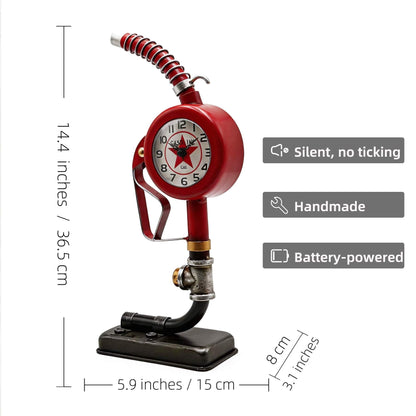 YOUKI Digital Clock, Desk Clock,Man Cave Decor,Steampunk Shelf Clock for Bedroom Livingroom,Home Cafe,Office,Silent No Ticking with Quartz Movement, Gift for Men, Red