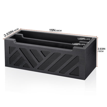 MINCORD Mail Organizer Mail Holder Countertop with 2 Slots, Wood Mail Basket for Wall Table Desk, Envelope Bill Holder for Home Office Decor (Black-2)