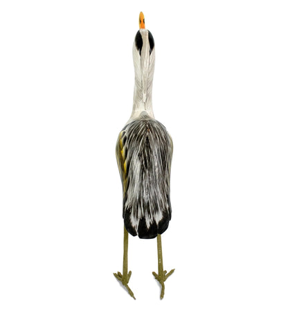 G6 Collection Hand Carved Great Blue Heron Sculpture – Wooden Coastal Bird Figurine, Elegant Wading Bird Decor – Great Blue Heron