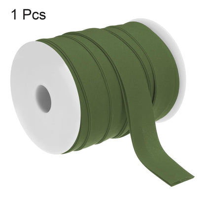 MECCANIXITY 1 Inch Double Fold Bias Tape Polyester Continuous Bulk Bias Tape for Sewing,Seaming Quilting Hemming Binding Crafts (Dark Green 25 Yards)