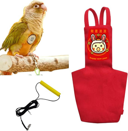 MANON ROSA Bird Diapers Leash Set Washable Reusable Handmade Flight Suit Waterproof Inner Layer - Protective Parrot Nappy Clothes Parakeets Macaws Budgies Canaries (Red5,Blue Monk Parakeet)