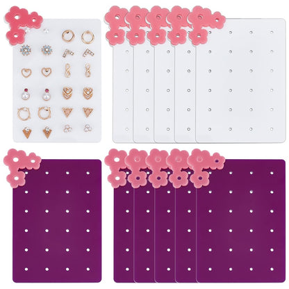 OLYCRAFT 12Pcs Acrylic Earring Display Card Portable Acrylic Earring Organizer with 24 Holes Stud Earrings Storage Holder Flower Jewelry Show Rack for Travel Home Earrings Jewelry Supplies