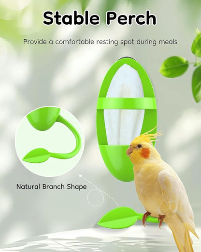 Pawfly 2 Pcs Bird Cuttlebone Holder, Cuttlefish Bone Parrot Feeding Rack, Hanging Bird Feeder with Perch, Plastic Holder for Fruits Vegetables Treats, Feeding Rack for Cockatiels