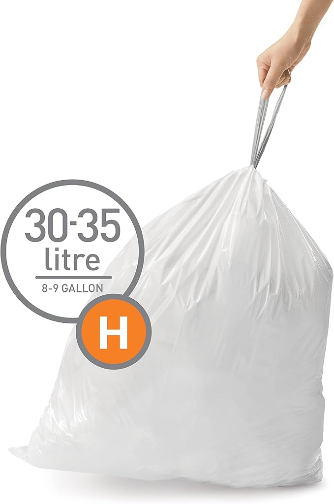 simplehuman Code H 100 Count, Dispenser Pack Custom Fit Liners, Drawstring