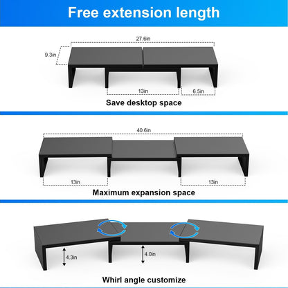 OUTIOE Dual Monitor Stand for Desk, Metal Computer Stand, Desk Shelf Riser,Desktop Organizer for Home and Office Use (Black)