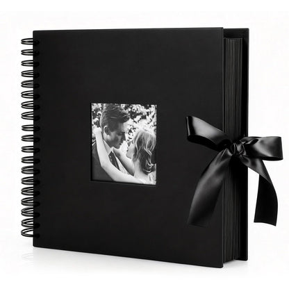 INNOCHEER Photo Album - Self Adhesive 80 Black Pages, Large Scrap Book Wedding Guest Book for DIY Anniversary Travel Memory Scrapbooking (Black 10X10)