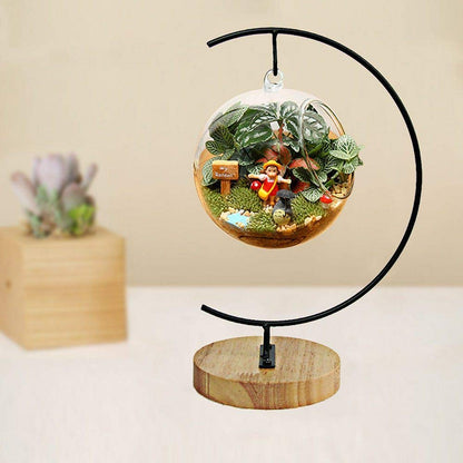 YY YEARCHY 11-inch Ornament Display Stand with Wooden Base Metal Hook Tabletop Holder for Hanging Glass Globe Ball Gifts(4, Black)